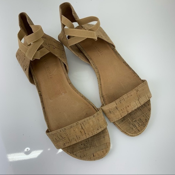 GENTLE Souls Cork Sandals flat ankle strap Lark May tan 10 hippie nature gipsy - Picture 2 of 11